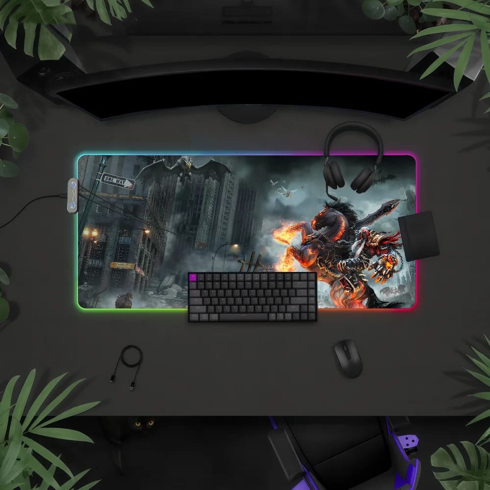 Tappetino per mouse Game D-Darksiders-S con luce LED RGB, tastiera da gioco colorata, copertura antiscivolo, superficie impermeabile