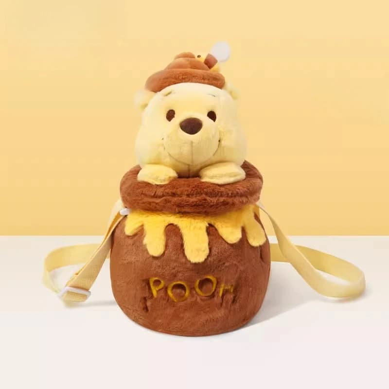 Zaino a tracolla per ragazze con simpatico pupazzo di peluche Disney Winnie the Pooh, borsa per autunno e inverno