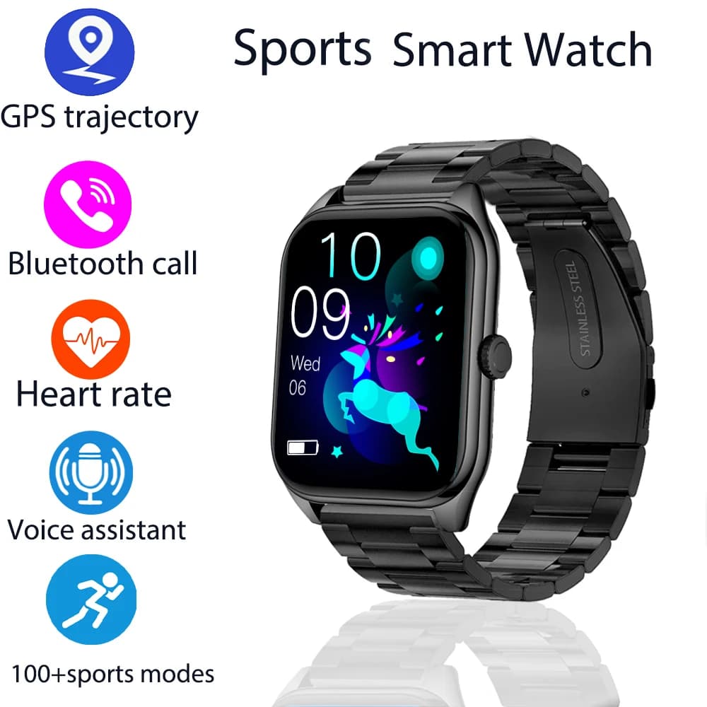 Orologio intelligente da uomo con schermo touch AMOLED da 1,955 pollici, monitoraggio della frequenza cardiaca 24 ore su 24, 7 giorni su 7, monitoraggio del sonno, IP67, impermeabile, chiamata Bluetooth, smartwatch da donna