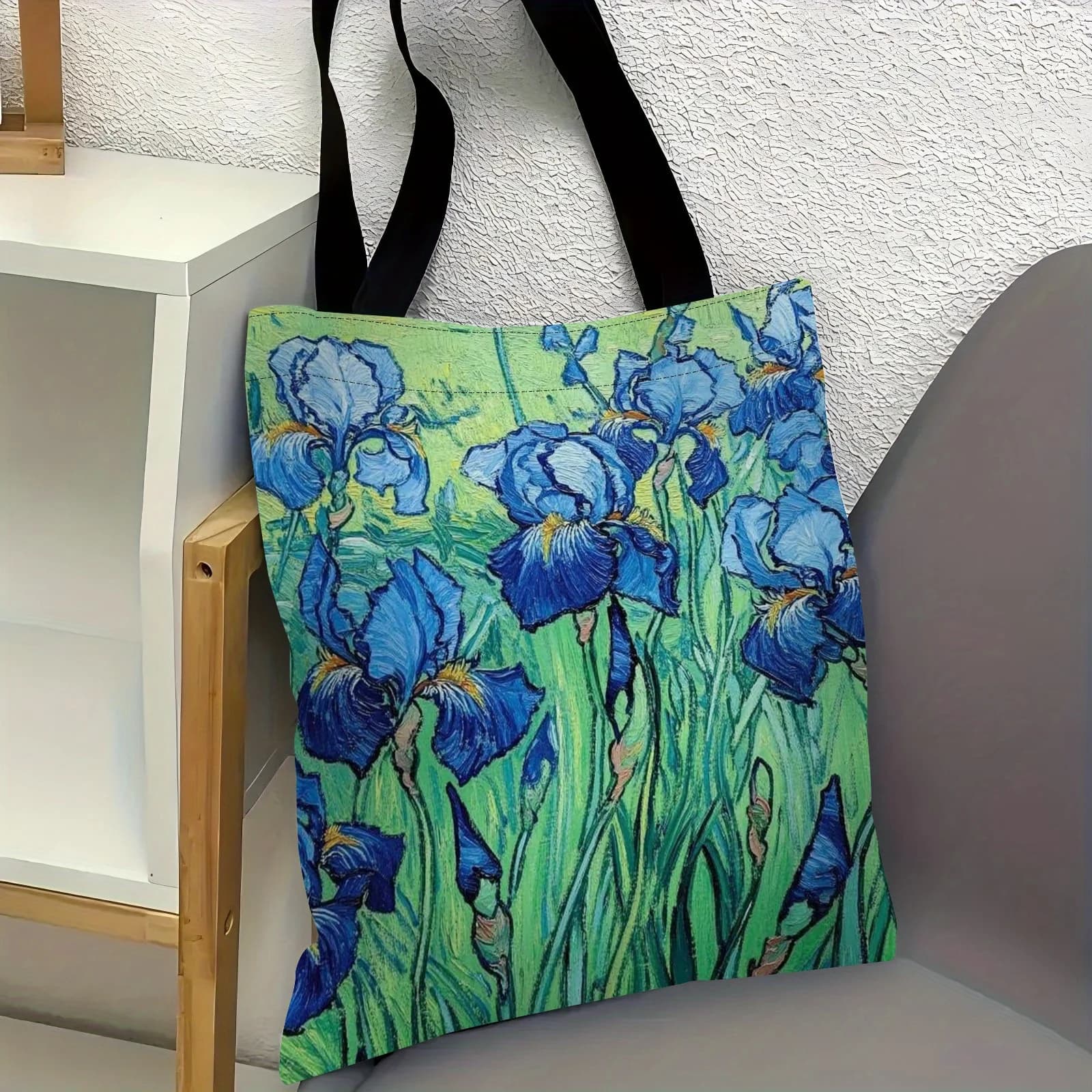 Borsa tote da 1 pezzo con l'immagine delle splendide iride di Vincent Van Gogh, una borsa elegante e pratica per organizzare gli oggetti personali