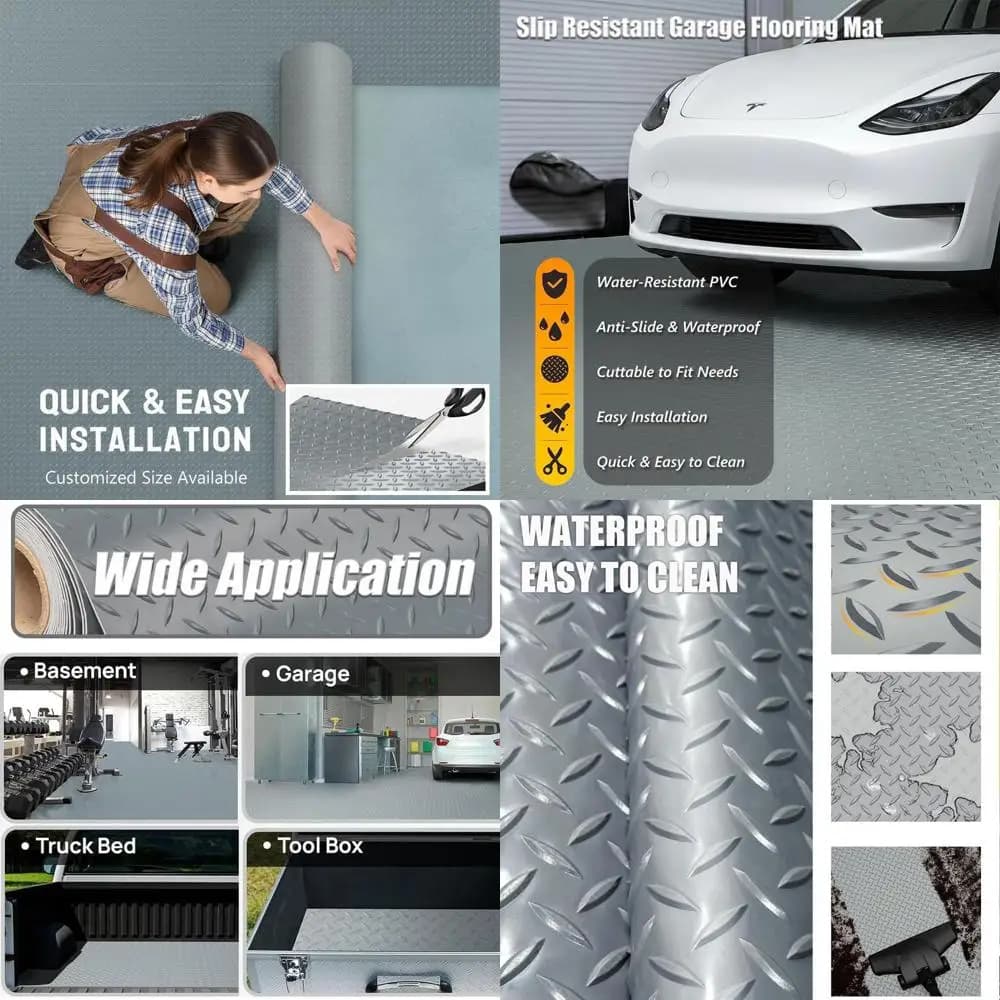 PVC garage plug thick, durable, waterproof and anti-slip for cars, trailers, SUVs, basements, gyms (gray) 30 cm x 16,7 m