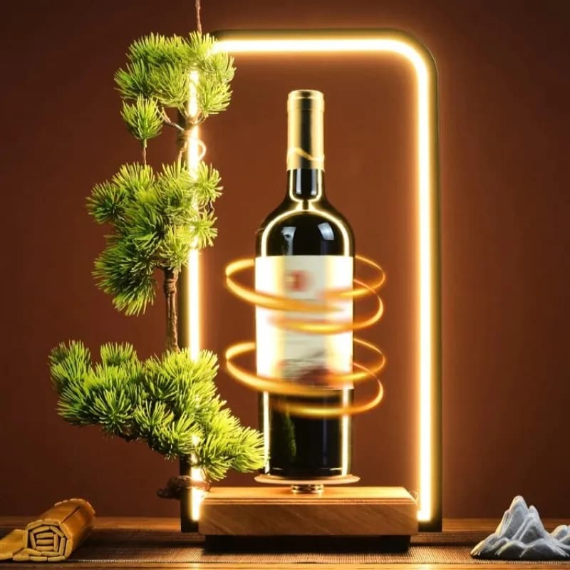 LED rotating liqueur display Base for colored ring lighting with lit square wine shelf for tasting bar Live show