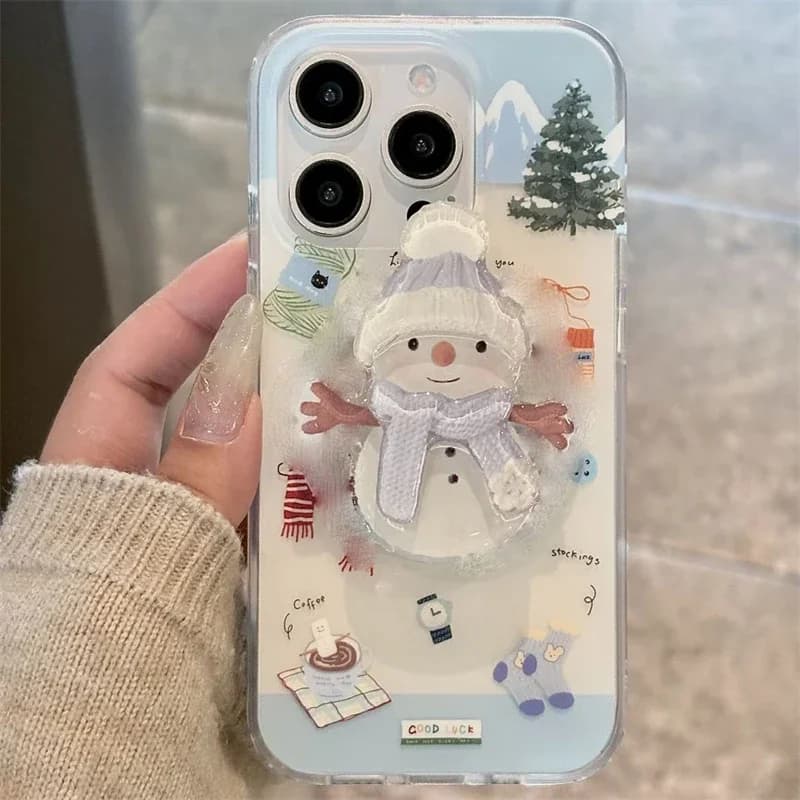 Coreano Cartoon Simpatico Pupazzo di Neve Stand Grip Tok GripTok Anello di Supporto Anello di Barretta Staffa di Supporto Per iPhone 16 Ragazza Accessori Del Telefono