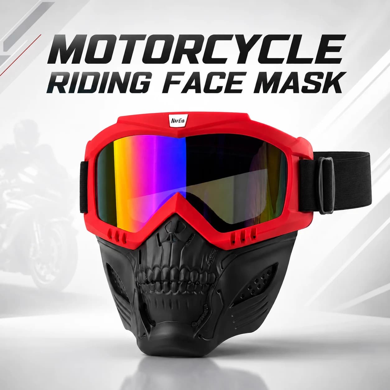 Offroad ATV Motorcycle Skull Full Face Mask Removable Goggles Wind Sand Proof Riding Protective Gear