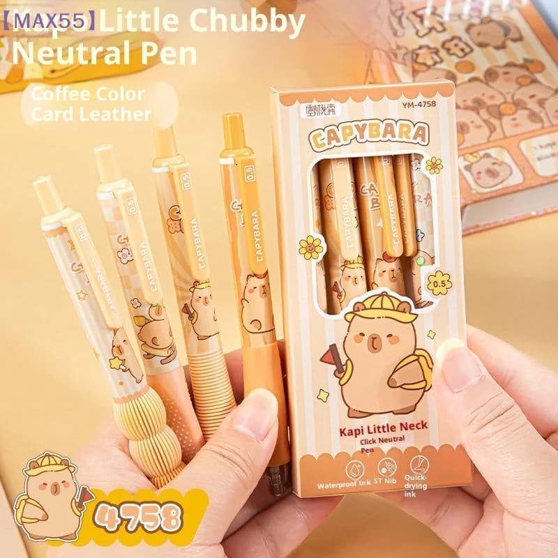 【MAX-55】4 pezzi di penne gel a forma di capibara, a rapida asciugatura, neutre, per studenti, bambini, scuola, scrittura, articoli di cancelleria, regali