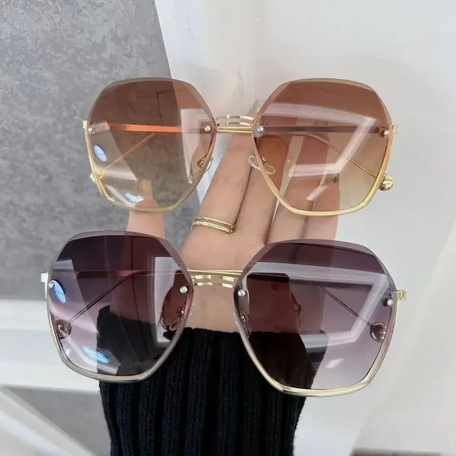 Colorful Square Sunglasses Women Men Rimless Sun Glasses Female Male Designer Brand Unisex Travel Outdoor Oculos De Sol 20000029