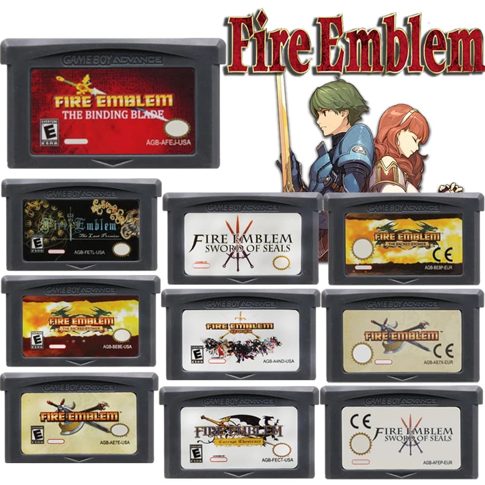 •GBA Game Cartridge 32 Bit Video Game Console Card Fire Emblem Series Sword of Seals The Binding Blade The Sacred Stones Requiem