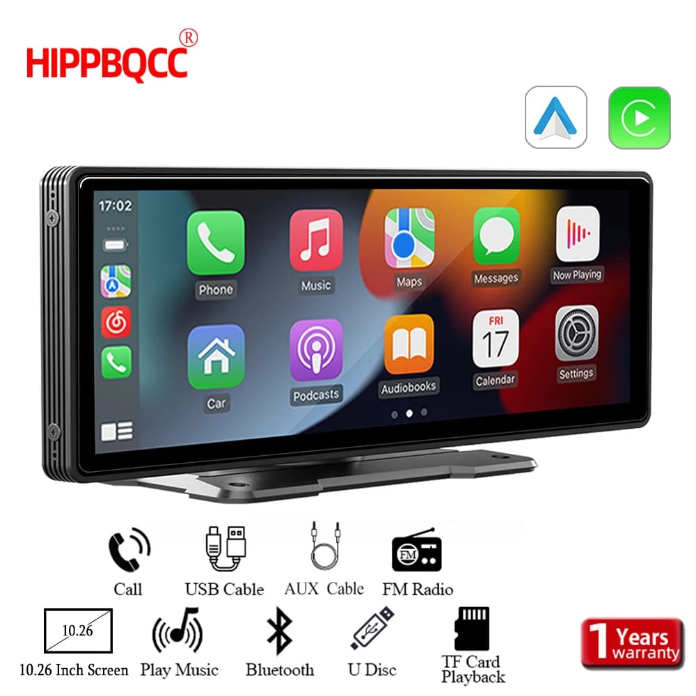 HIPPBQCC Autoradio Wireless Carplay multimedia video player and Android 10.26 inch portable touch screen for rear camera