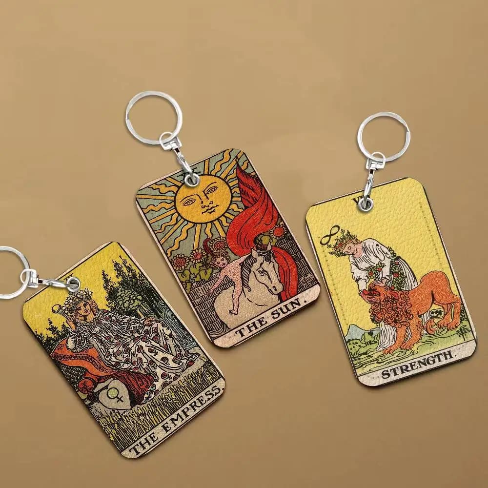 Portachiavi in Pelle Personalizzato Magician Tarot Sun Empress Priestess, Adatto per Carte Bancarie, Treni e Autobus