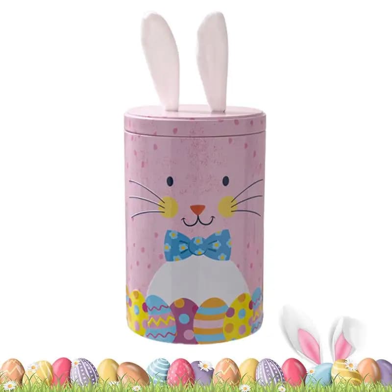 Bunny Boxes For Treats Bunny Shape Food Storage Containers 16cm/6.3inch Snack Containers With Lids Metal Holiday Decorative Jars