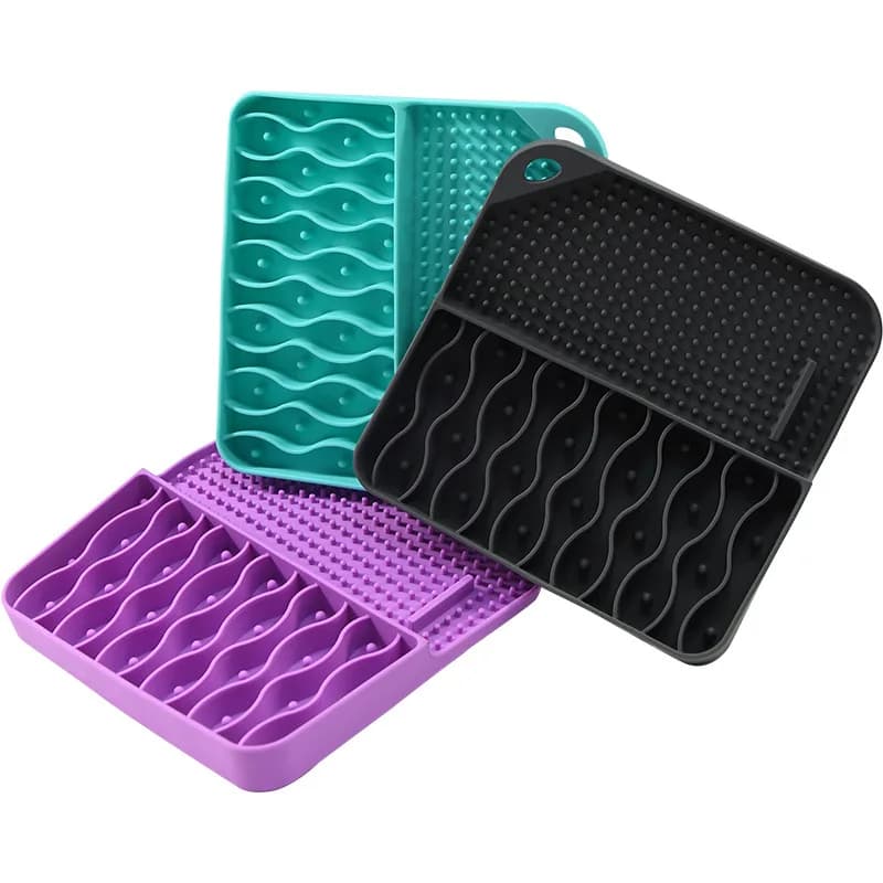 2 IN 1 Alimentatore lento Giocattolo per cani Puzzle Tappetino per leccare Ciotole per gatti con tazze antiscivolo Tappetino per annusare in silicone Animale domestico per alimenti secchi/bagnati