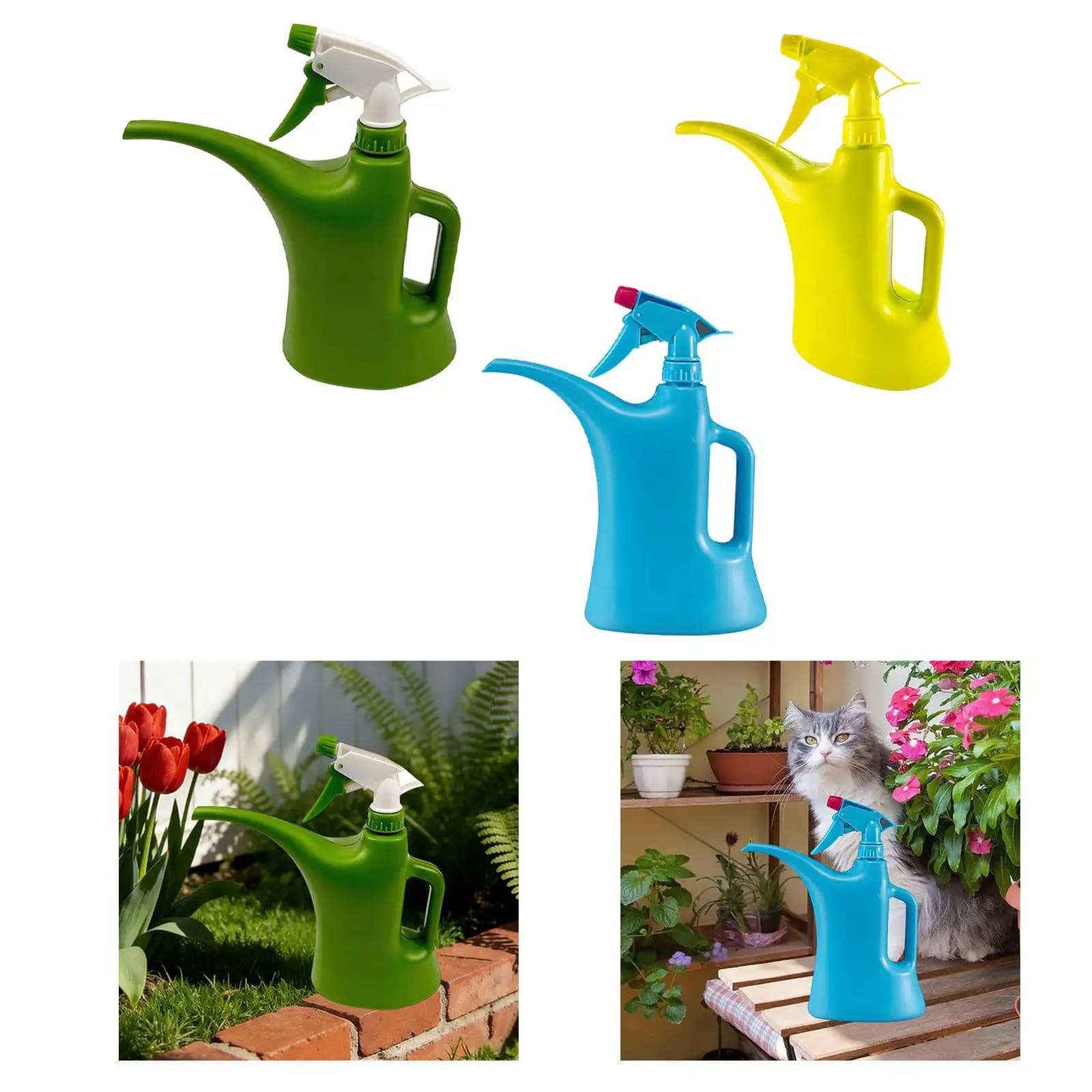 Annaffiatoio da 900 ml, multifunzionale, facile da versare, comodo, robusto, accessori per piante e fiori da giardino all'aperto