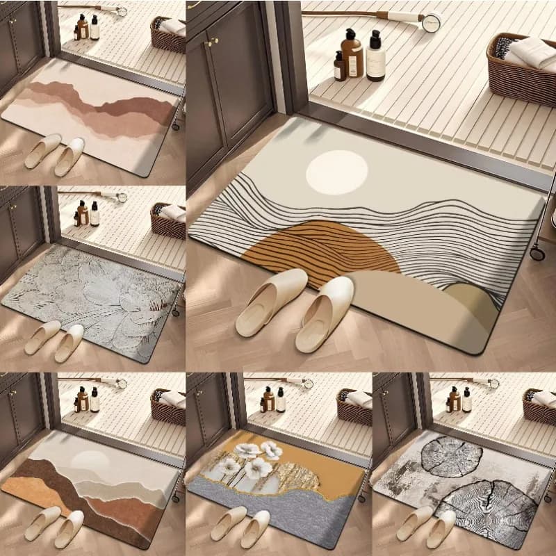 High-end chinese style bathroom pad, absorbent, non-slip, for living room, entrance door, dirt resistant, wear-resistant