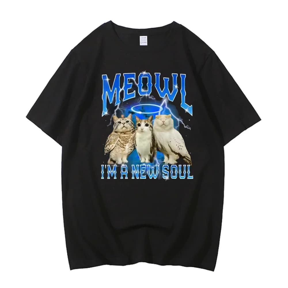 Cat Owl tshirt teen Graphic Y2k harajuku hip hop Punk Pop Culture tshirt women anime 2000s harajuku