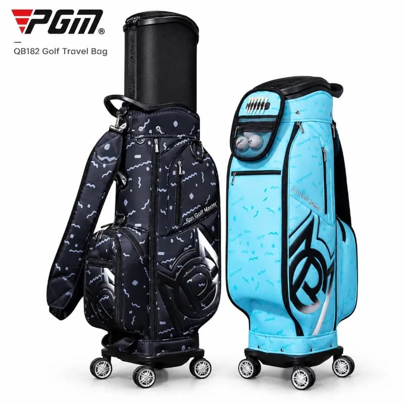 PGM Golf Travel Bag with Wheels Hard Shell Retractable Cover 4-Wheel Waterproof Airline Travel Case QB182