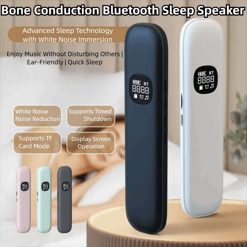 Altoparlante portatile per il sonno a conduzione ossea Display a LED Bluetooth 5.4 sotto il cuscino Dispositivo di aiuto per il sonno con rumore bianco ricaricabile