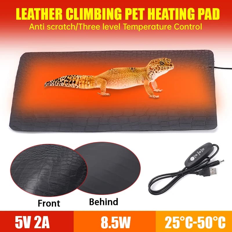 Tappetino riscaldante per animali domestici 5V 2A Tappetino caldo per rettili con serbatoio ecologico Coperta elettrica USB Tre tappetino per incubazione con regolatore di temperatura regolabile