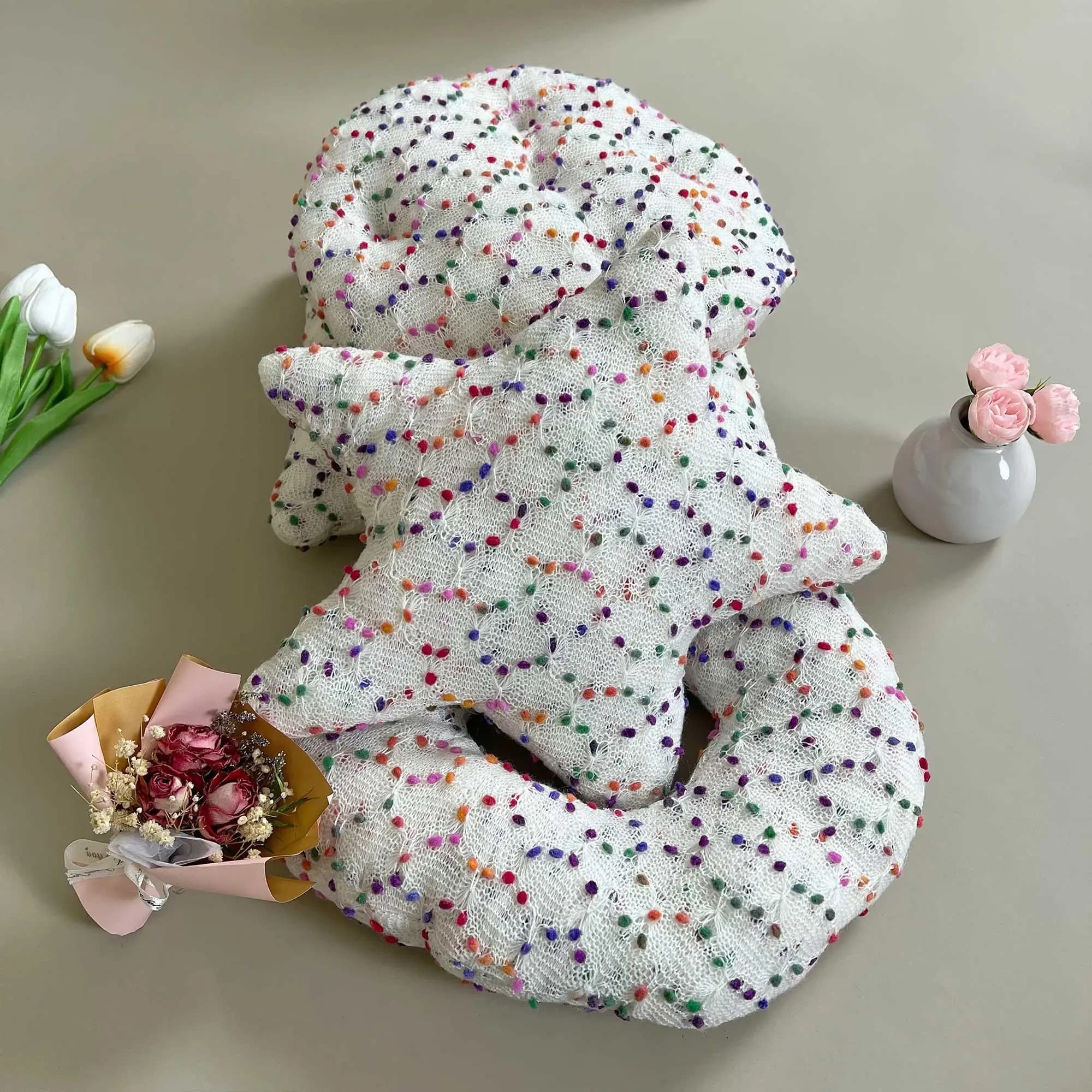 Set di cuscini in quattro pezzi, cuscini circolari rotondi, quadrati, a forma di stella, adatti per divano e cuscino lombare della camera da letto