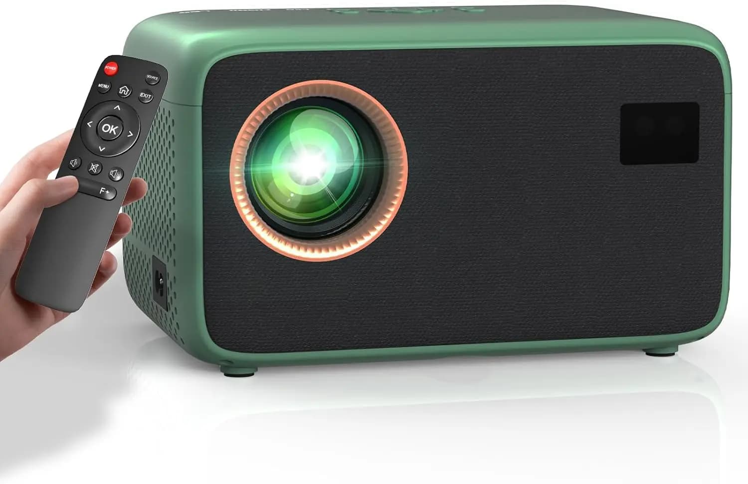 Mini Proiettore Portatile WiFi Bluetooth con Zoom, Compatibile con Telefono, TV Stick, HDMI, USB, Laptop, DVD