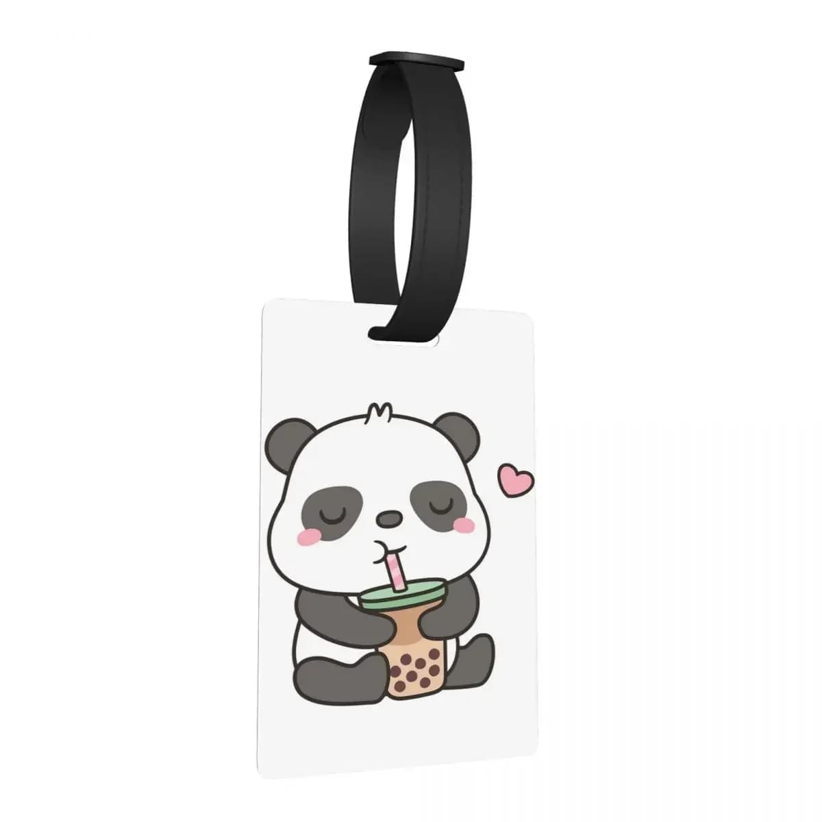 Simpatico piccolo panda che parlano Boba T Etichette per bagagli Accessori per valigie Etichetta per imbarco per bagagli di moda Porta etichette ID Nome Indirizzo