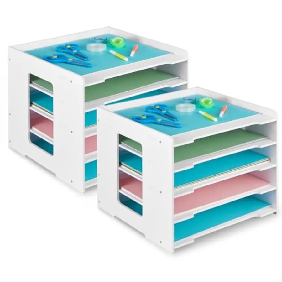 Set di 2 Organizzatori per Carta da Scrapbooking, Portadocumenti Impilabili per Scrivania, Decorazioni per Casa e Ufficio