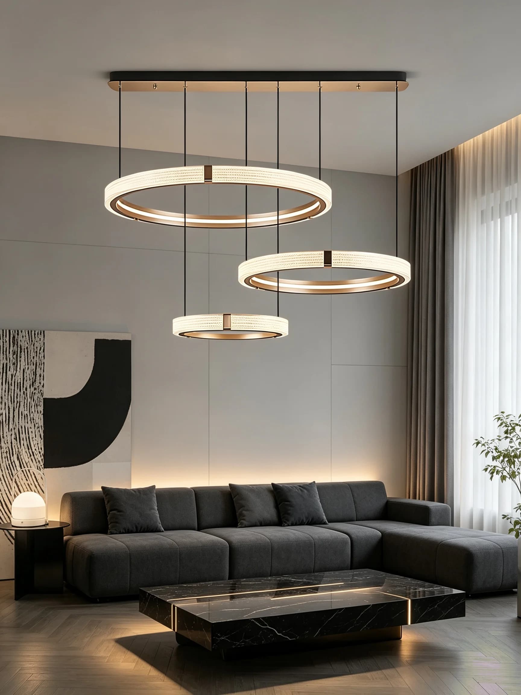 Modern design creative round simple chandelier ring Lights suitable for living room bedroom restaurant home round Pendant Lights