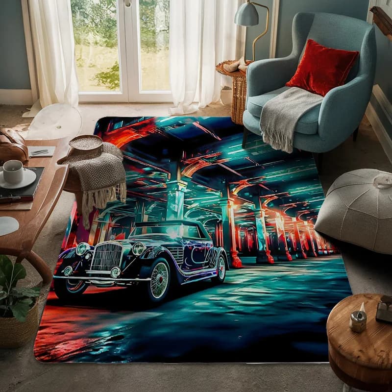 Nuovo cartone animato auto da corsa zerbino antiscivolo soggiorno tappetino auto tema illustrazione casa camera da letto tappeto decorativo
