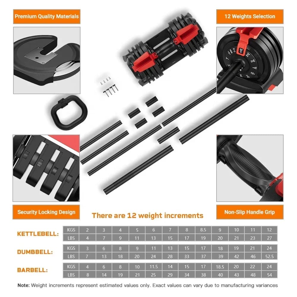 Xdumbbell Custom Logo Fitness Squat Equipment Cast Kettlebell Workouts Heavy 24kg/53kg 3 In 1 Adjustable Kettlebell Manufacturer