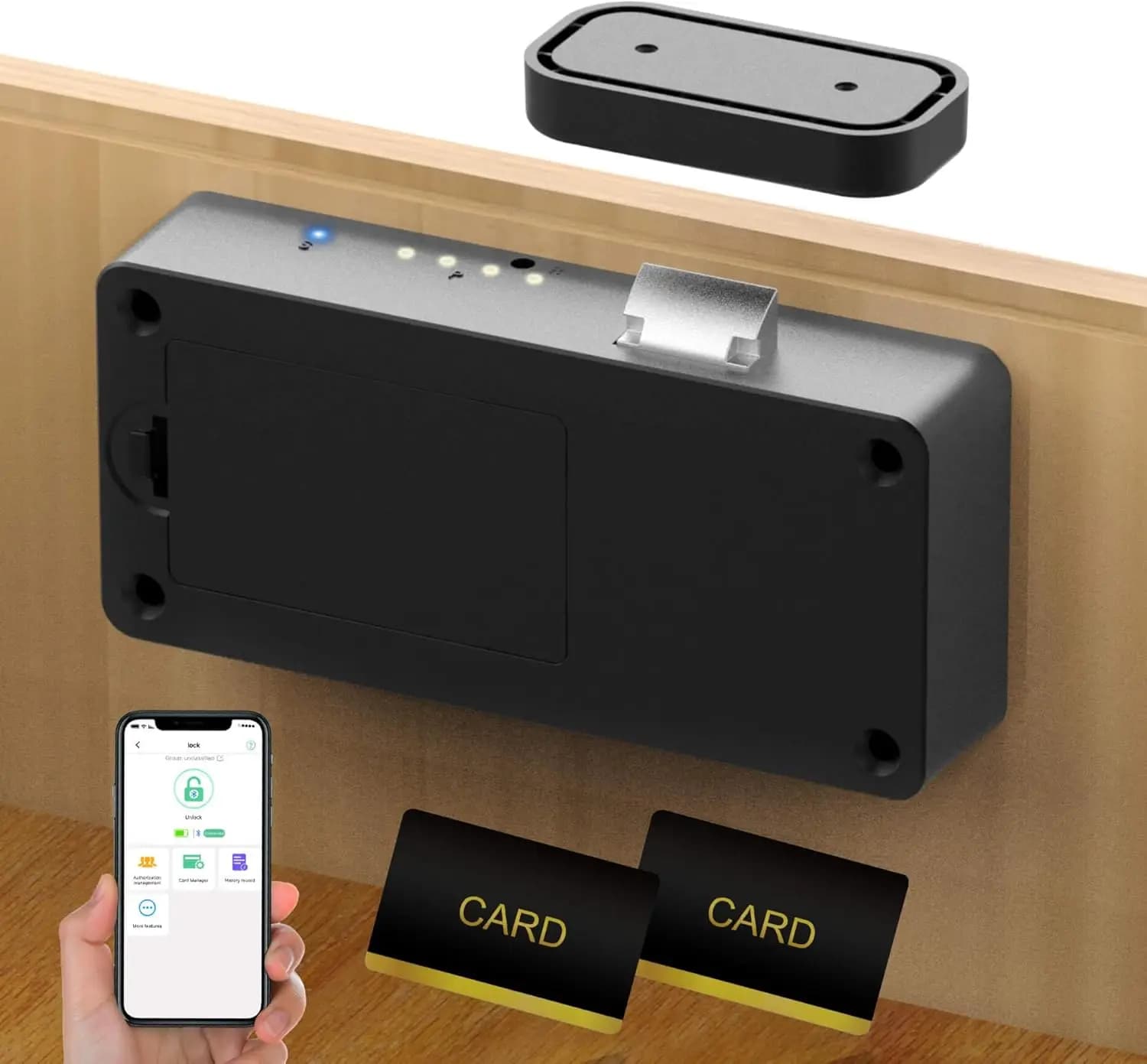 Serratura Intelligente per Armadietti, Chiusura Senza Chiave RFID Bluetooth a Prova di Bambino per Cassetti, Cucina, Armadi - Nera