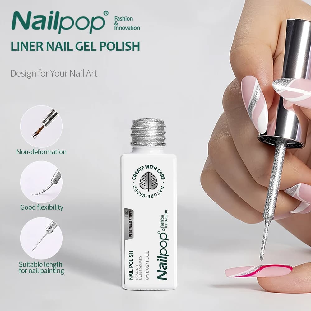 NAILPOP Gel Smalto per unghie Liner 8ML 5 colori Nail Art Paint Gel per punte francesi Swirls Manicure fai da te Soak Off UV Cure con pennello
