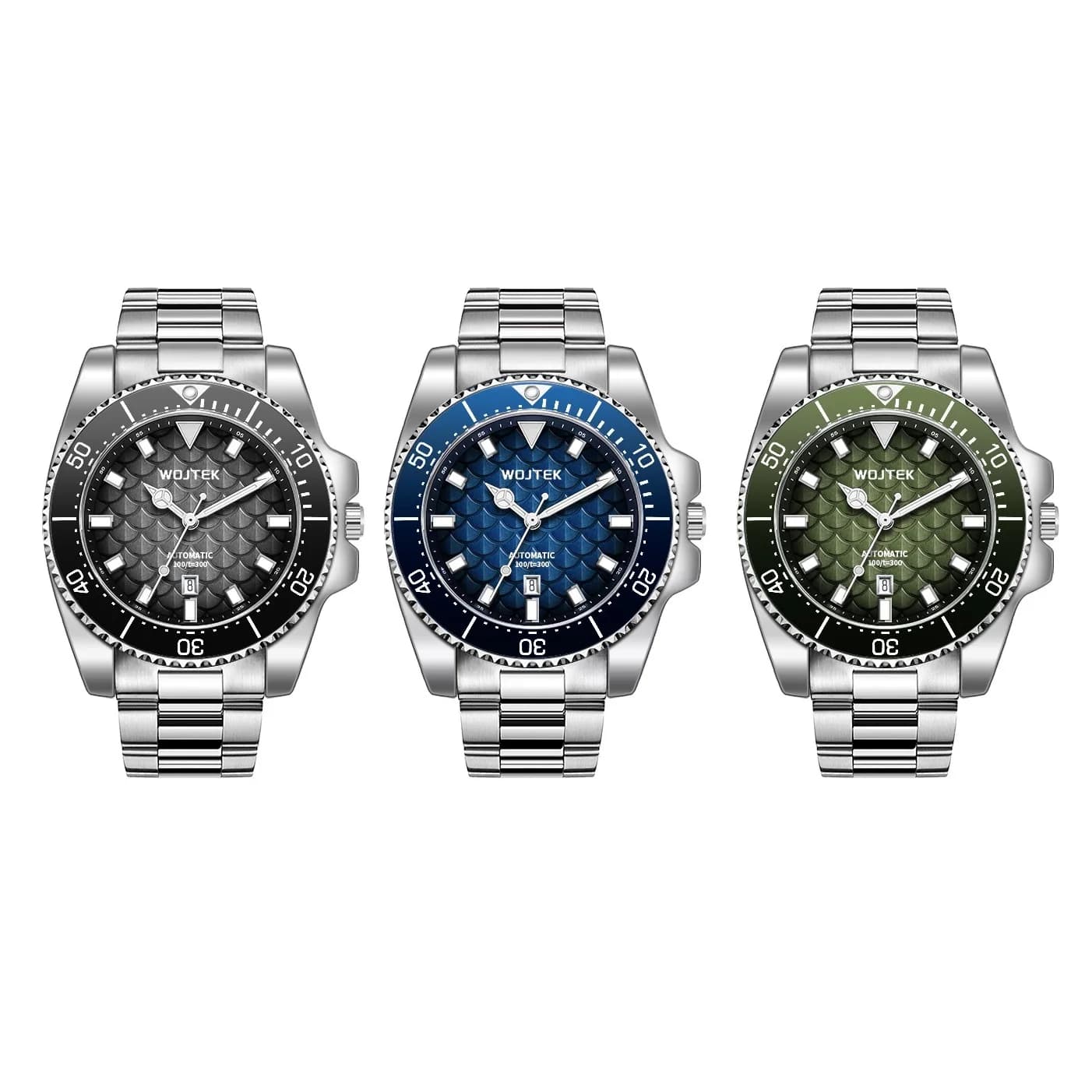 WOJTEK Automatic Mechanical Men's Watch with Steel Strap, Waterproof and Luminous Fashionable Business Men's Watch