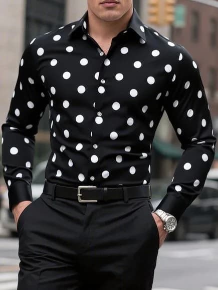Camicia da uomo camicia a maniche lunghe bottone con risvolto maculato casual outdoor traspirante comoda tendenza della moda nuovi indumenti versatili