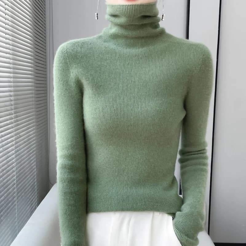 Pullover dolcevita a maniche lunghe in lana merino al 100% Maglione slim autunno inverno da donna Abbigliamento basic da donna Maglione di cashmere
