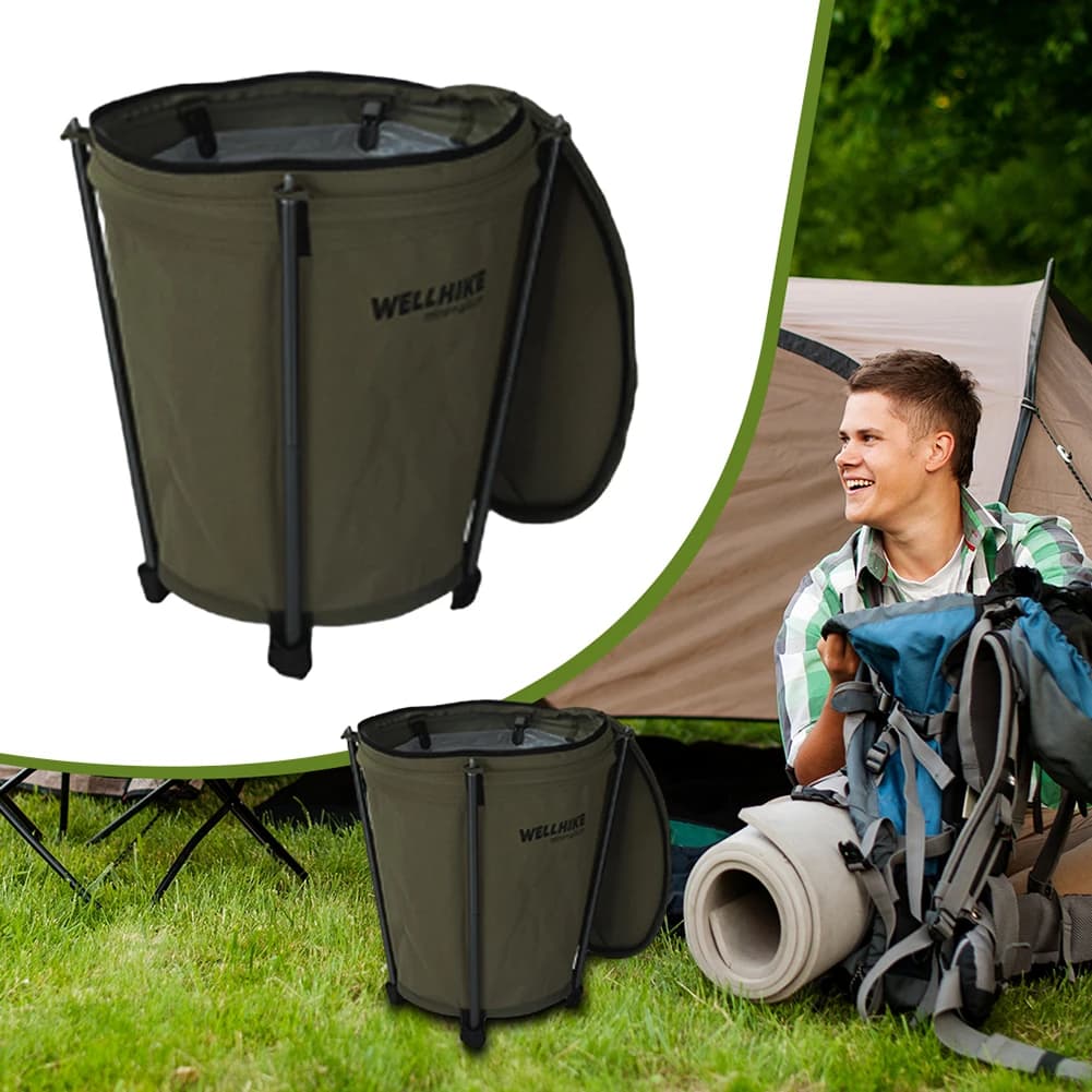 20L Camping Trash Can Oxford Cloth Garbage Bin Large Capacity Garbage Bucket with Lid Rubbish Wastebasket for Camping Picnic