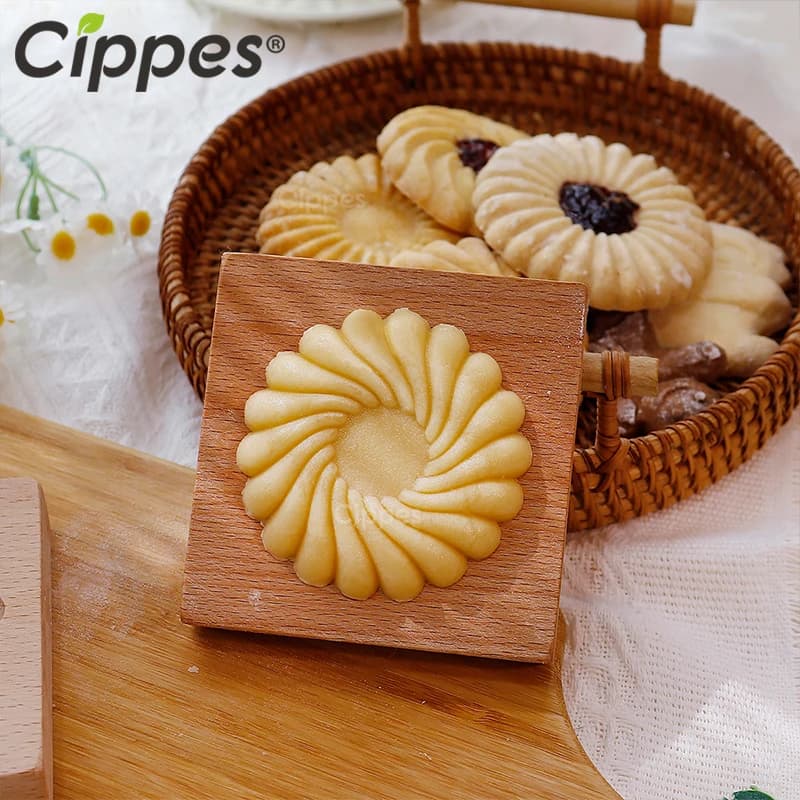Stampo per biscotti in legno per speculaas, stampi per biscotti in rilievo intagliati in 3D fai da te, per regalo di festival di biscotti con gocce di cioccolato e pan di zenzero