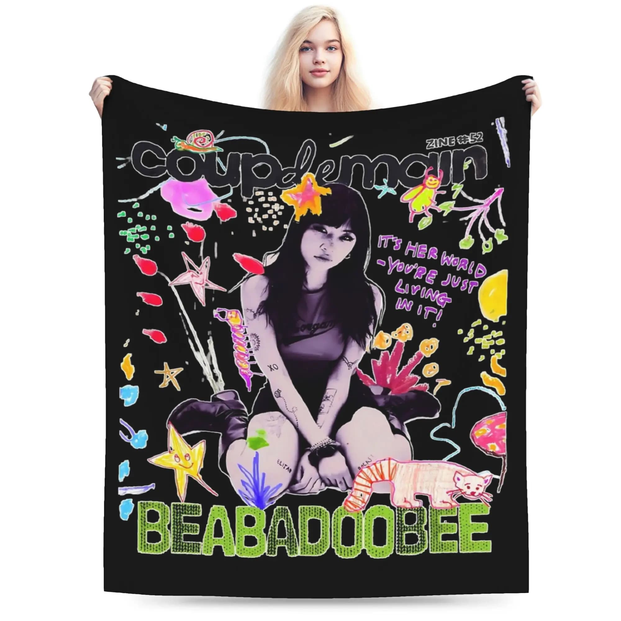 Singer Beabadoobee Blankets Coral Fleece Plush Decoration Multi-function Super Warm Throw Blanket for Sofa Car Plush Thin Quilt