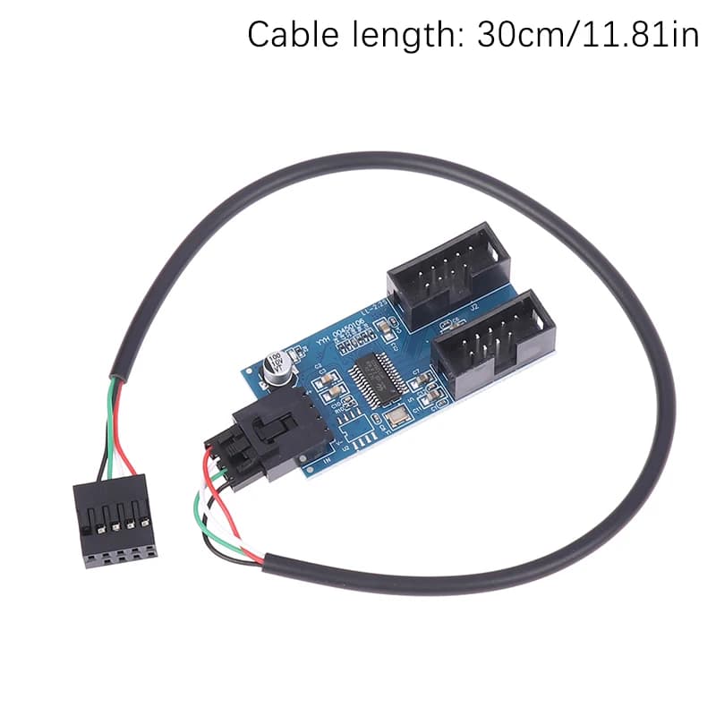 1Pc USB 9 Pin interface Header motherboard Extension Splitter from 1 to 2 cable Desktop USB2.0 HUB Connectors adapter port