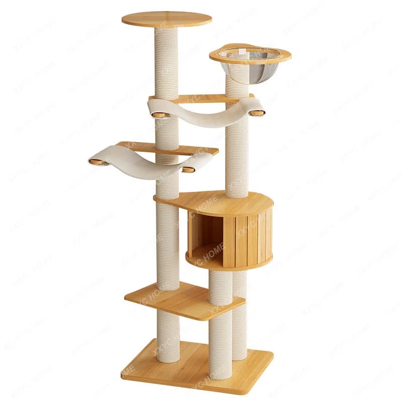 TTSolid Wood Cat Climbing Frame Grande nido per gatti Verticale per interni Piattaforma per saltare per gatti Pilastro Villa integrata Prodotto per animali domestici di lusso