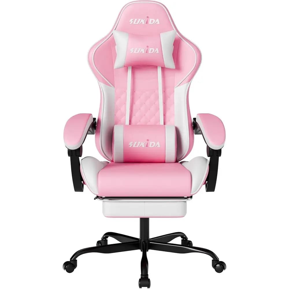 Sedia da Gaming Ergonomica Girevole con Supporto Lombare e Altezza Regolabile per Adulti
