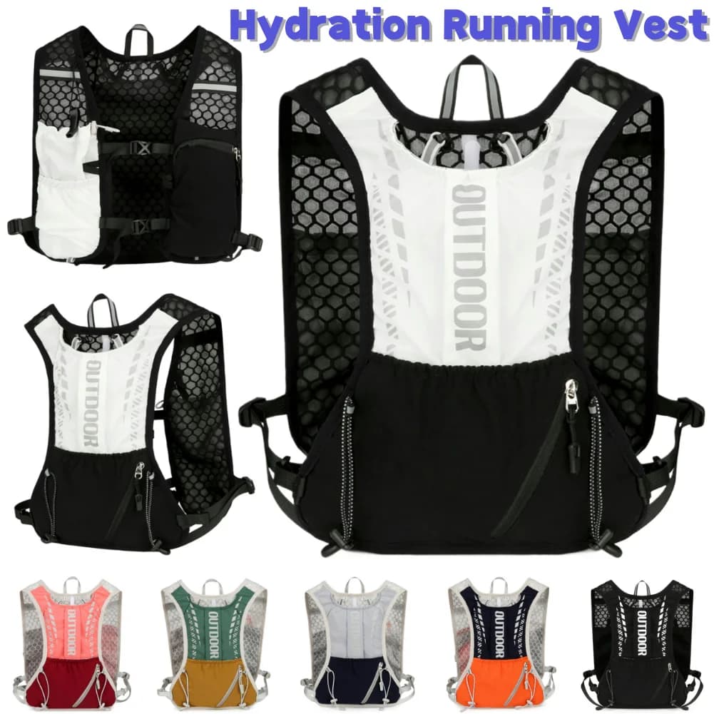 Running vest for hydration Breathable waterproof backpack for water bladder Reflective backpack for outdoor hydration for trail running excursions