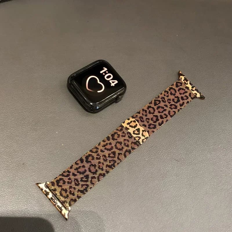 Leopard Milanese Strap For Apple watch Band S10 46mm 44mm 45mm 49mm 41mm 40mm stainless steel Wrist bracelet iwatch series 9 8