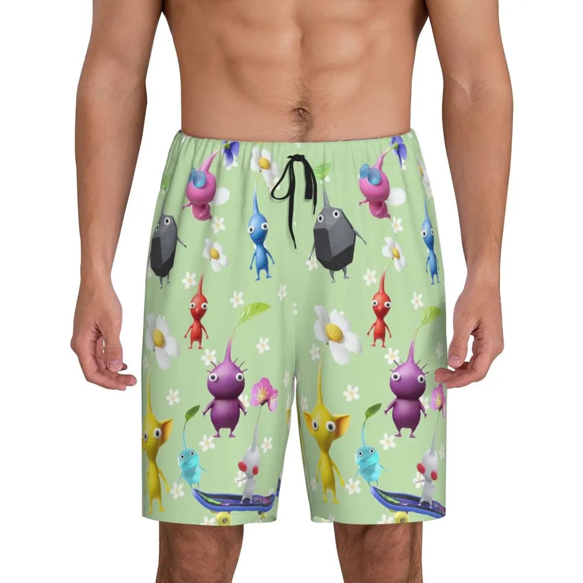 Pantaloncini da Pigiama Personalizzati con Personaggi Pikmin, Abbigliamento da Notte per Uomo, Pantaloncini Comodi per Dormire
