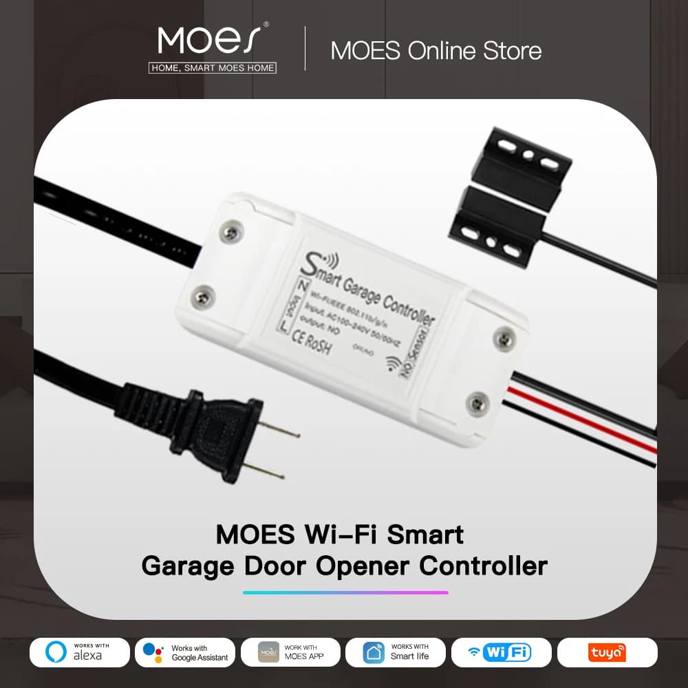 MOES Tuya WiFi Smart Garage Door Controller Opener Sensor Smart Life/Tuya APP Remote con Alexa Echo Google Home nessun Hub richiesto