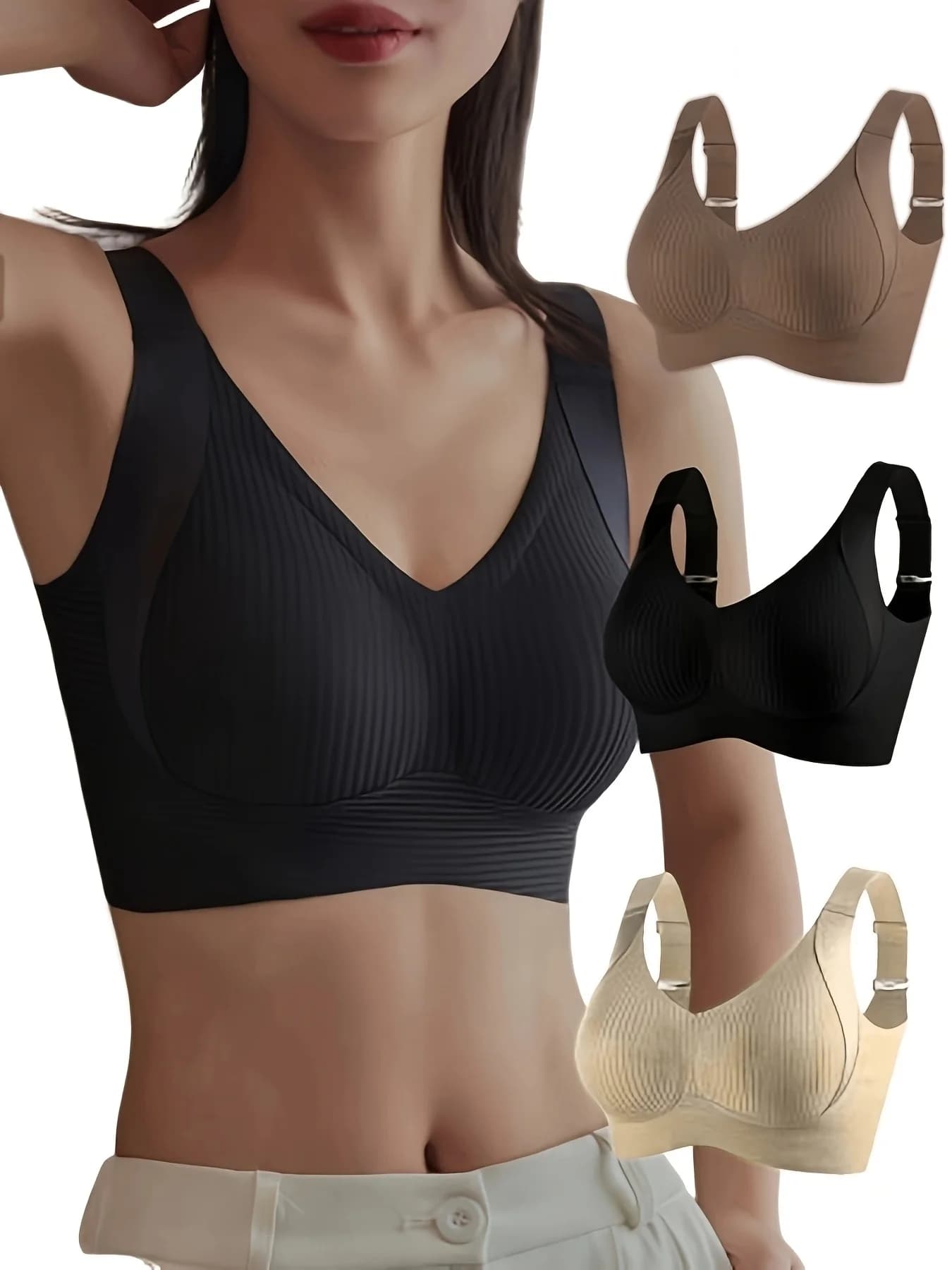 Women's seamless gathering anti-sag breast support bra without steel ring and comfortable for wearing