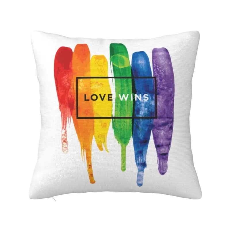 Love Wins Rainbow LGBT Throw Pillow Case Living Room Decoration Gay Pride Cushions Cover For Sofa Square Polyester Pillowcase