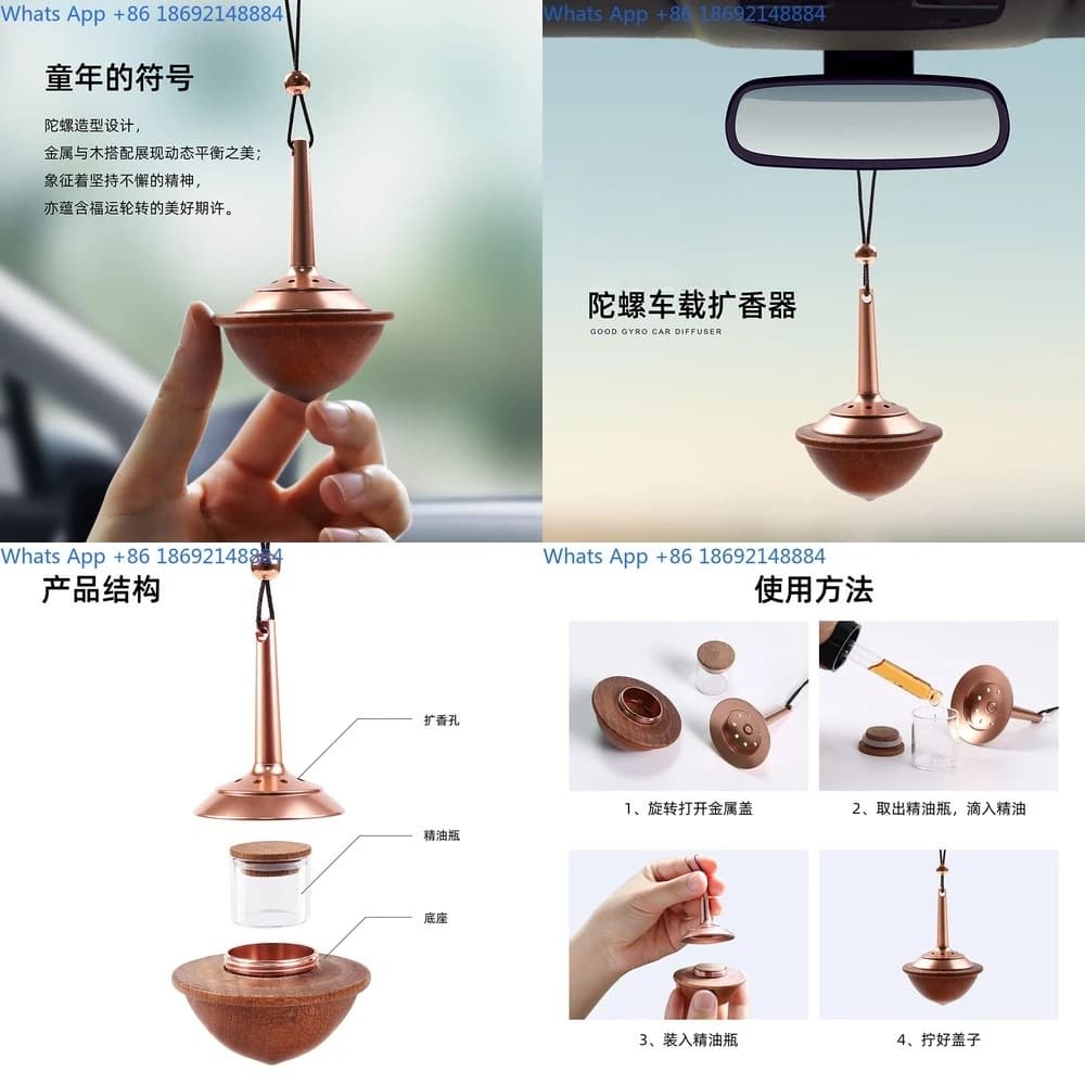Wooden Car Diffuser with Bell Handmade Aromatherapy Hanging Ornament for Car Closet Gift