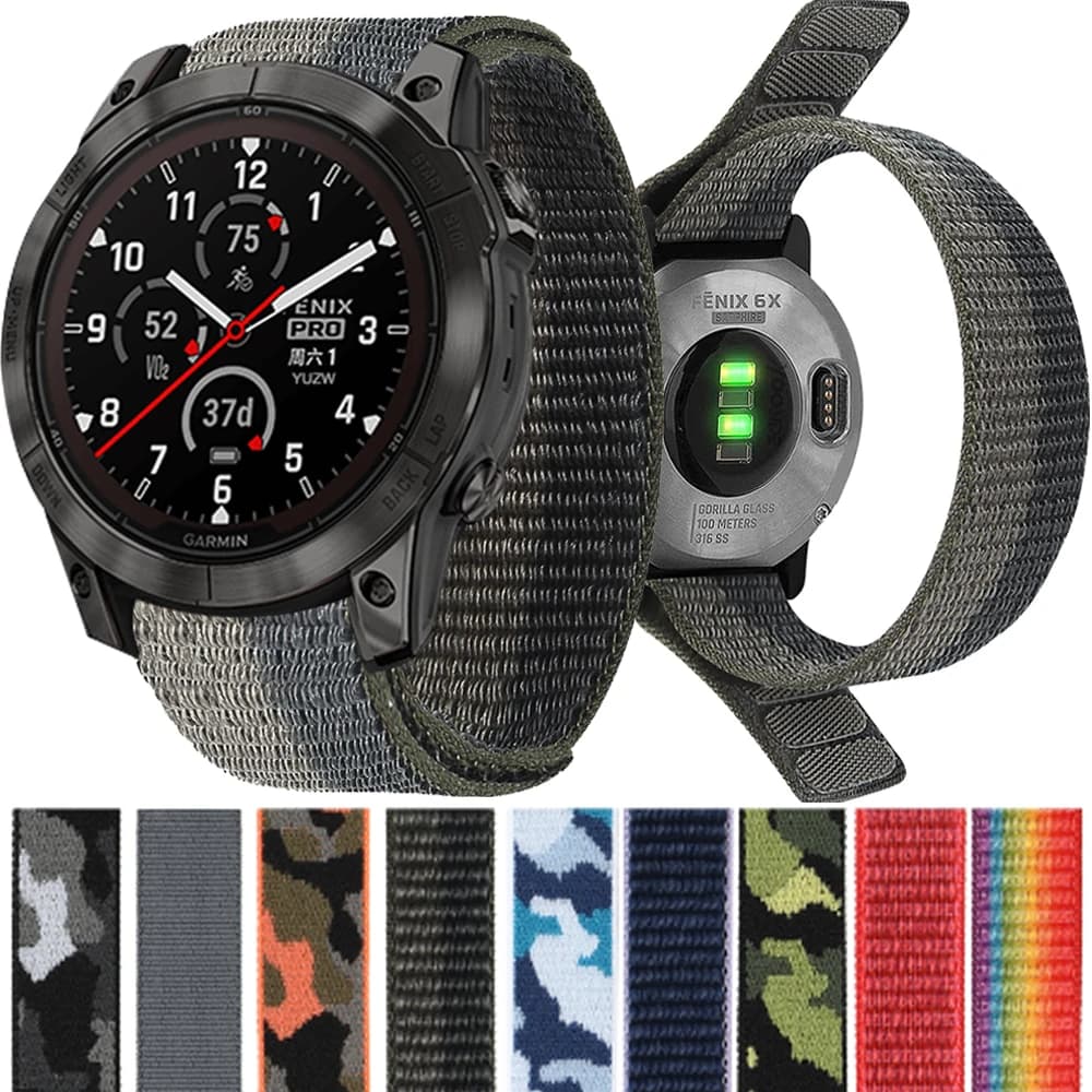 26 22mm cinturino in nylon con gancio per Garmin Fenix 7 7X 6X 6 Pro 5 5X Plus 3 HR braccialetti per orologi intelligenti Fenix 7X Pro cinturino di ricambio
