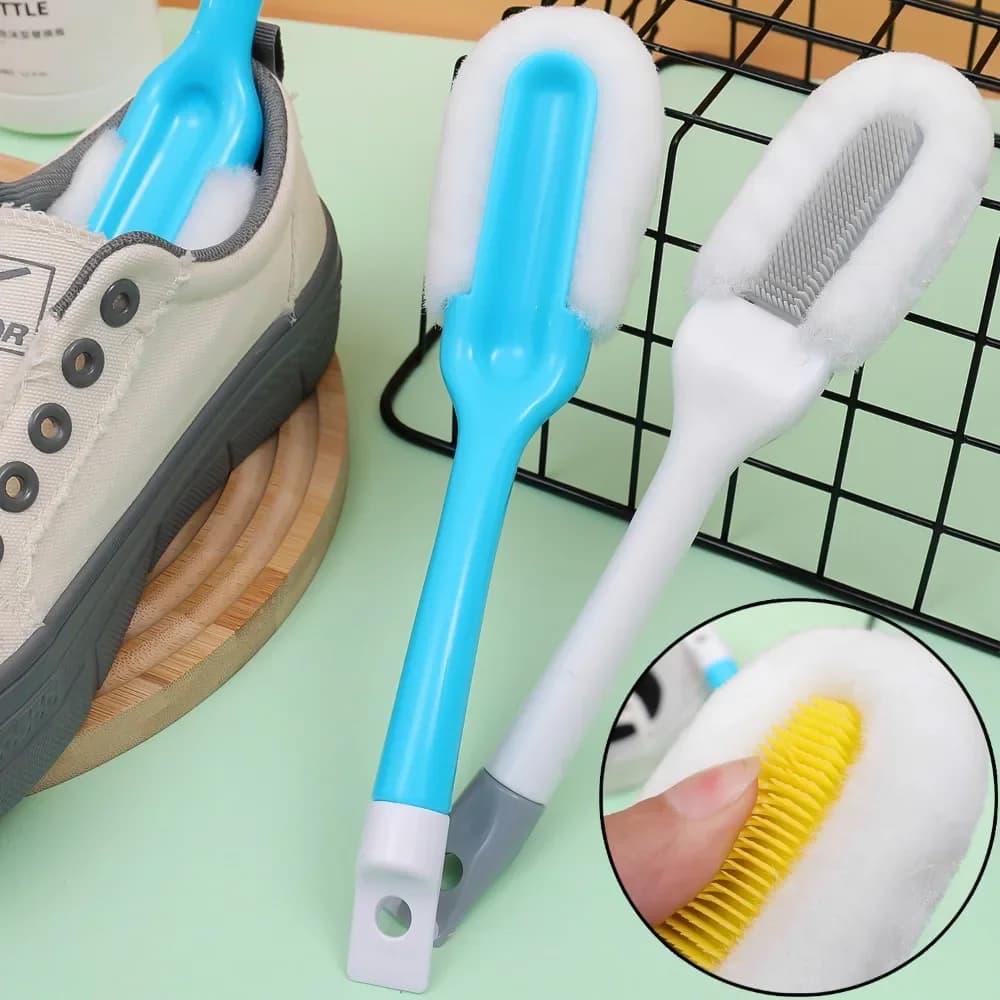 Spazzola per scarpe morbida senza danni Spazzola per scarpe multifunzionale con manico lungo Spugna in silicone Spazzola per pulizia scarpe Strumento per la pulizia della casa