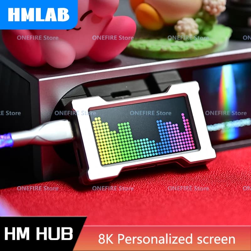 HMLAB ZNEO Hub USB in lega di alluminio 5 porte Porta 8K Alimentazione indipendente Schermo personalizzato Adatto per tastiera mouse del computer