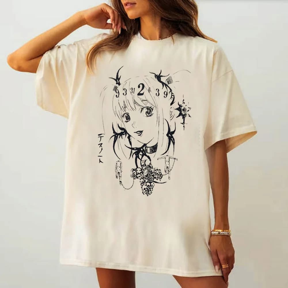 Death Note t shirt women Pastel Vintage aesthetic hip hop harajuku 2000s tshirt Pop Culture korean clothes hip hop streetwear
